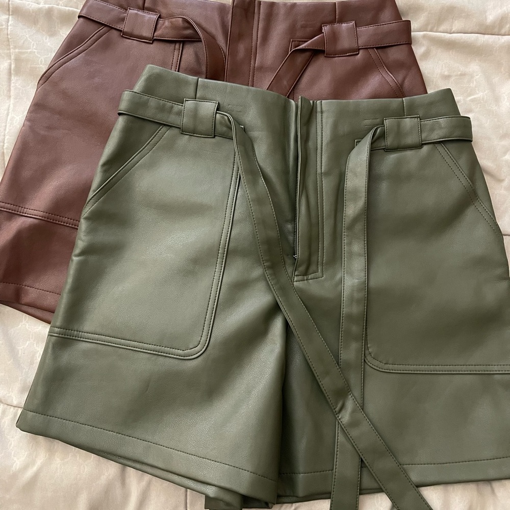 2 pairs of faux leather shorts size Medium